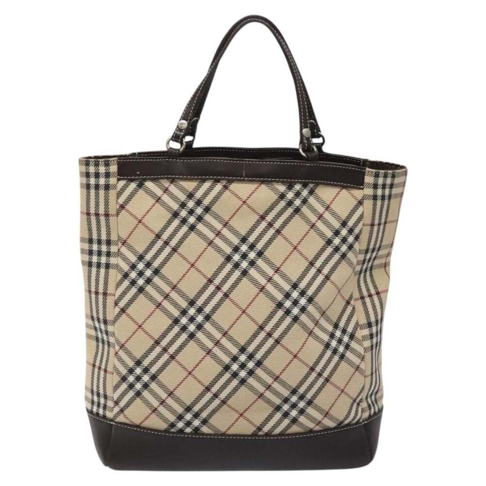 Burberry Nova Check Canvas Leather Blue Label Handbag Beige